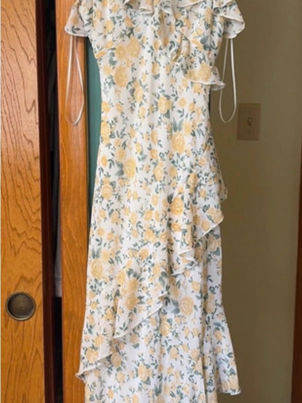 Sunlit Yellow Floral Maxi Dress with Ruffle Detail - Women